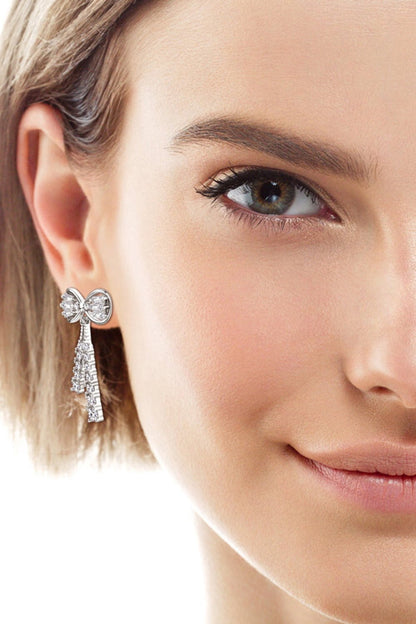 1.12 Carat Moissanite 925 Sterling Silver Bow Earrings - KRE Prime Deals