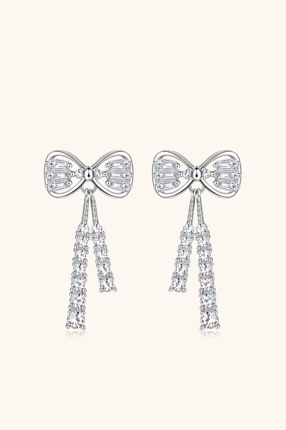 1.12 Carat Moissanite 925 Sterling Silver Bow Earrings - KRE Prime Deals