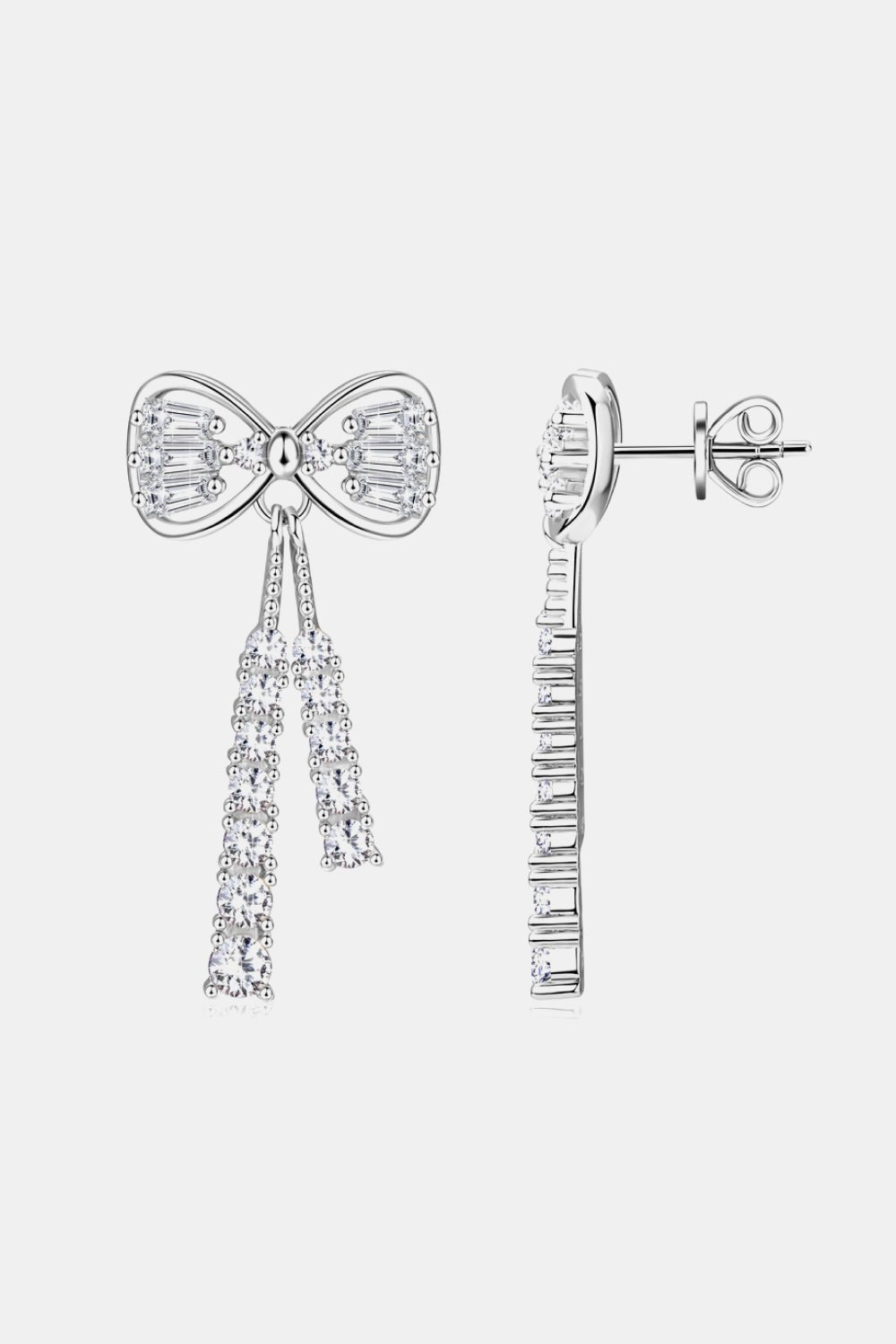 1.12 Carat Moissanite 925 Sterling Silver Bow Earrings - KRE Prime Deals