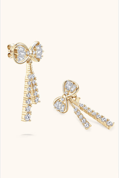 1.12 Carat Moissanite 925 Sterling Silver Bow Earrings - KRE Prime Deals