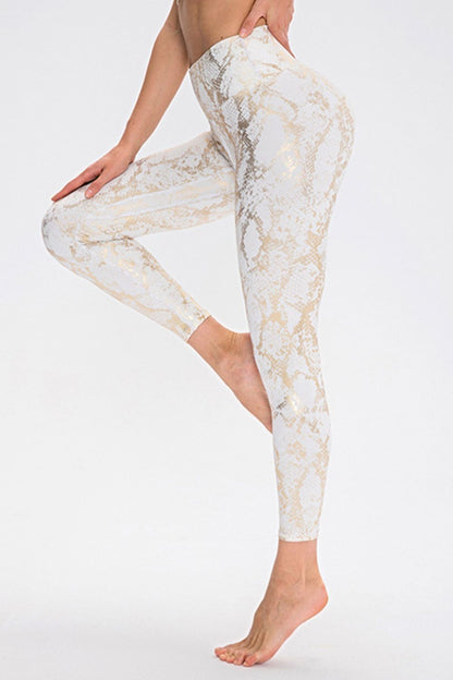 Animal Print Slim Fit Wide Waistband Long Sports Pants - KRE Prime Deals
