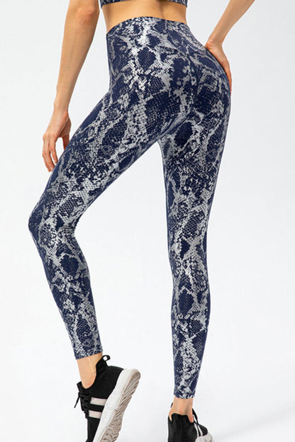 Animal Print Slim Fit Wide Waistband Long Sports Pants - KRE Prime Deals