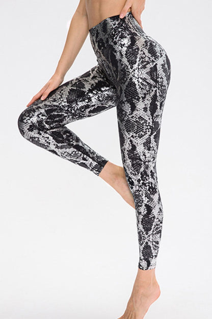 Animal Print Slim Fit Wide Waistband Long Sports Pants - KRE Prime Deals