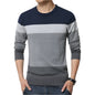 Casual Men's Sweater O-Neck Striped Slim Fit Knittwear 2023 Autumn Mens Sweaters Pullovers Pullover Men Pull Homme M-4XL - KRE Prime Deals