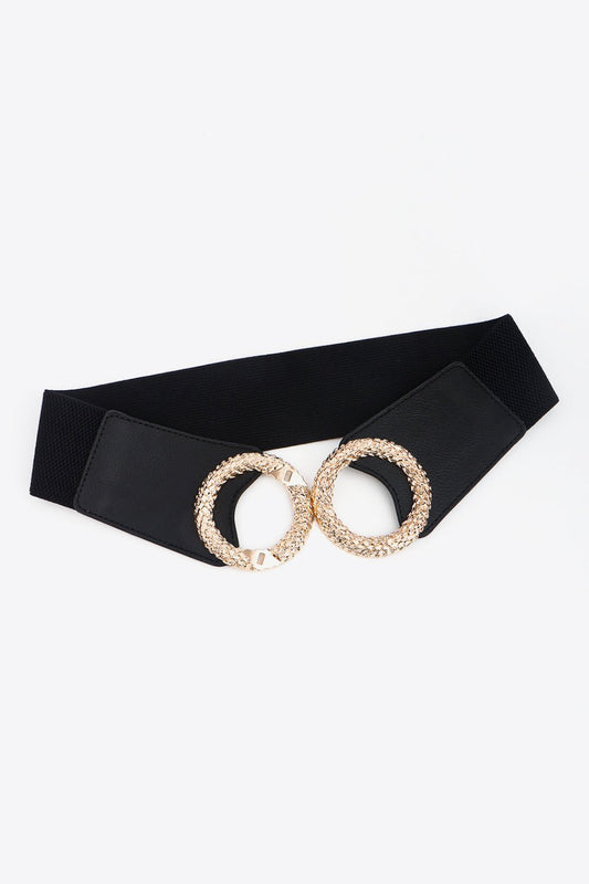 Circle Buckle Elastic Wide PU Belt - KRE Prime Deals