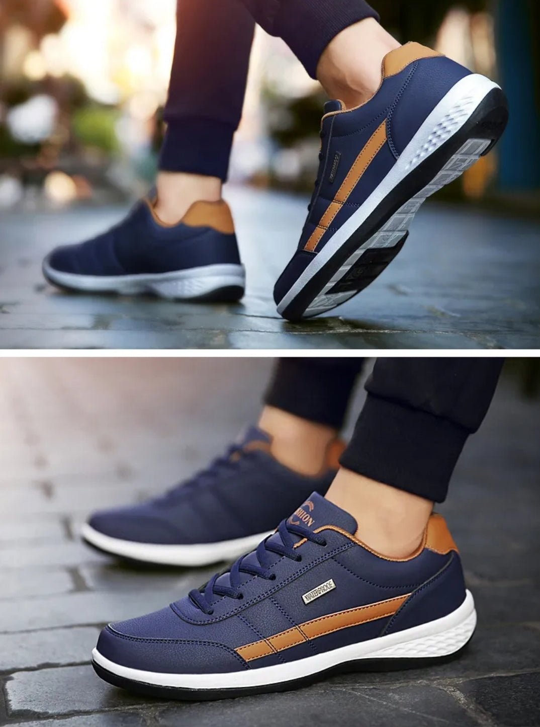 KRE Prime Men Leather Casual Italian Breathable Non-slip Sneakers Shoes - KRE Prime