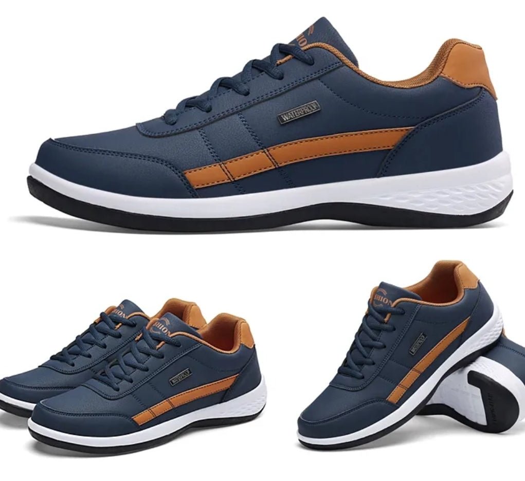KRE Prime Men Leather Casual Italian Breathable Non-slip Sneakers Shoes - KRE Prime