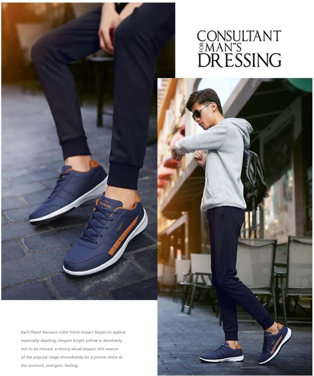 KRE Prime Men Leather Casual Italian Breathable Non-slip Sneakers Shoes - KRE Prime