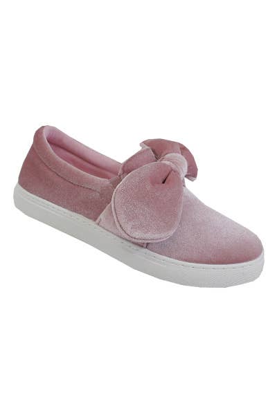 KRE Prime TIA-123 Women's Velvet Sneaker With Bow Black Shoes - KRE Prime