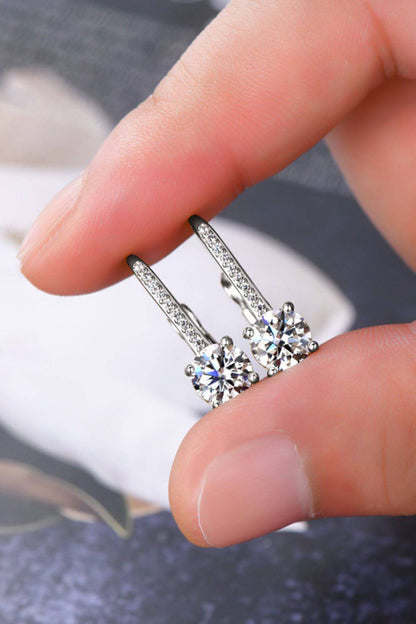 KRE PRIME women’s 2-carat moissanite earrings in sterling silver, showcasing sparkling gemstones and elegant design.