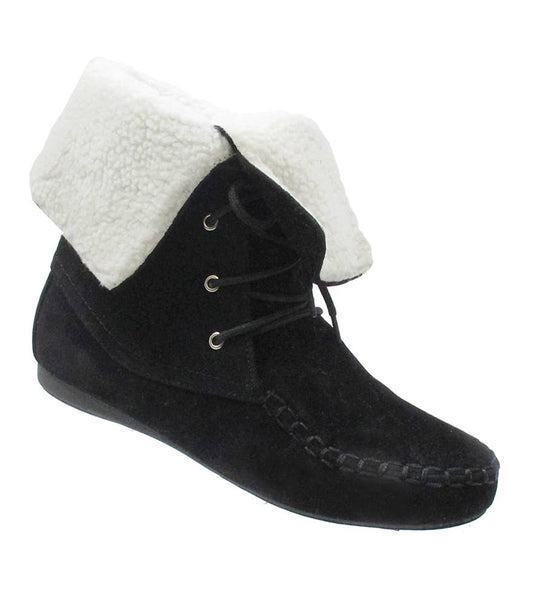 KRE PRIME women's black shearling boots with cozy winter lining and stylish design, perfect for cold weather.