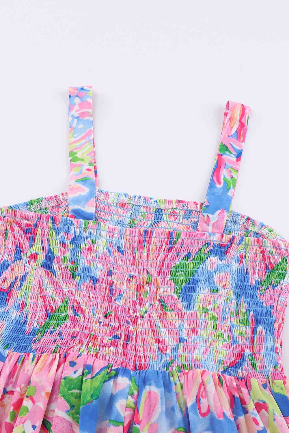 KRE PRIME women's floral smocked square neck jumpsuit with pockets, lightweight and stylish for warm weather.