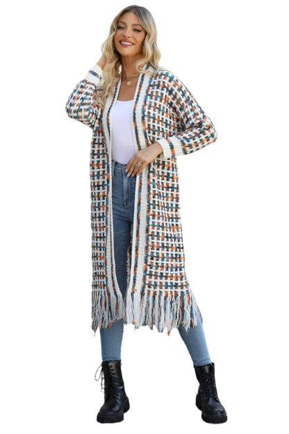 KRE Prime Women Multicolored Open Front Fringe Hem Cardigan - KRE Prime