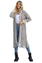 KRE Prime Women Multicolored Open Front Fringe Hem Cardigan - KRE Prime