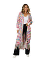 KRE Prime Women Multicolored Open Front Fringe Hem Cardigan - KRE Prime