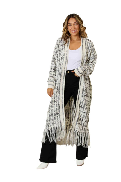 KRE Prime Women Multicolored Open Front Fringe Hem Cardigan - KRE Prime