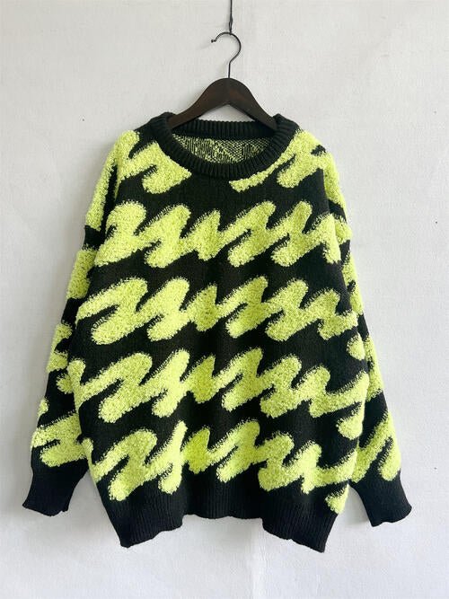 KRE Prime Women Ribbed Striped Dropped Shoulder Sweater - KRE Prime