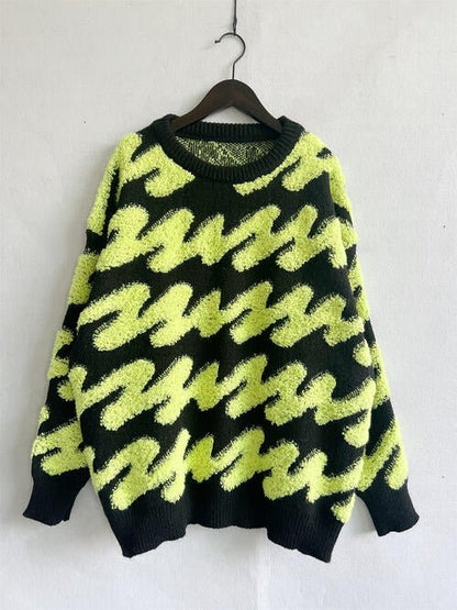 KRE Prime Women Ribbed Striped Dropped Shoulder Sweater - KRE Prime