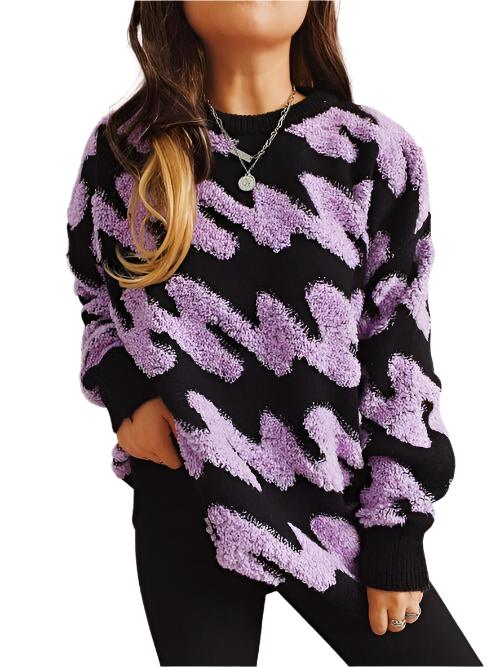 KRE Prime Women Ribbed Striped Dropped Shoulder Sweater - KRE Prime