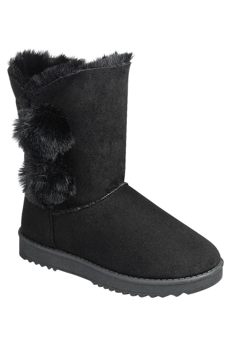 KRE PRIME women's black fur boots, stylish and cozy, featuring plush fur lining and sleek design for winter wear.