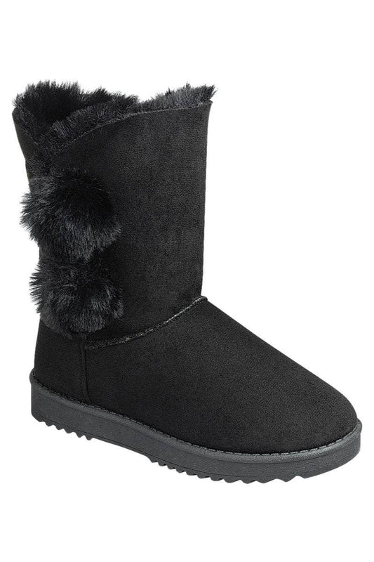 KRE PRIME women's black fur boots, stylish and cozy, featuring plush fur lining and sleek design for winter wear.