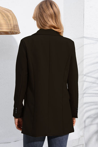 Lapel Neck Long Sleeve Blazer with Pockets - KRE Prime Deals