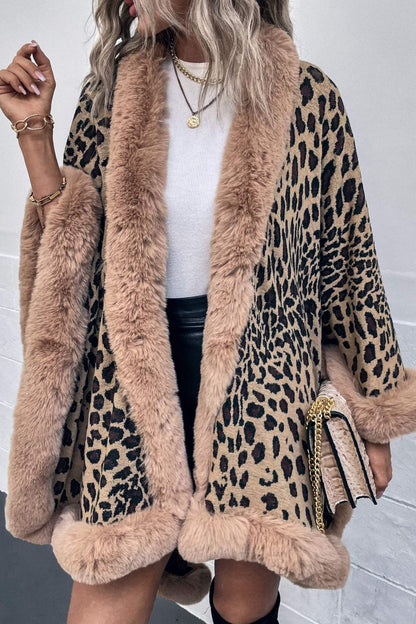 Leopard Open Front Poncho - KRE Prime Deals