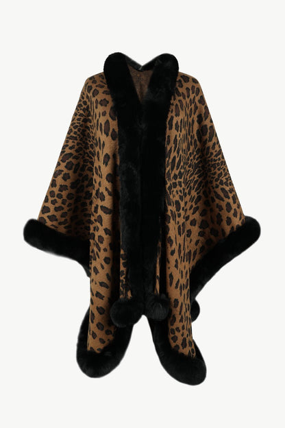 Leopard Open Front Poncho - KRE Prime Deals