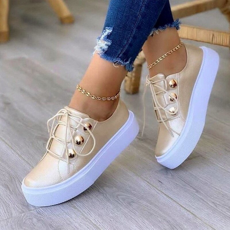 Light Breathable Casual Female Flat Shoes Black/White/Gold/Rose Gold - KRE Prime Deals