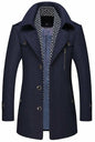 Mens Layered Collar Button Front Mid Length Coat - KRE Prime