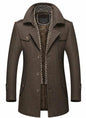 Mens Layered Collar Button Front Mid Length Coat - KRE Prime