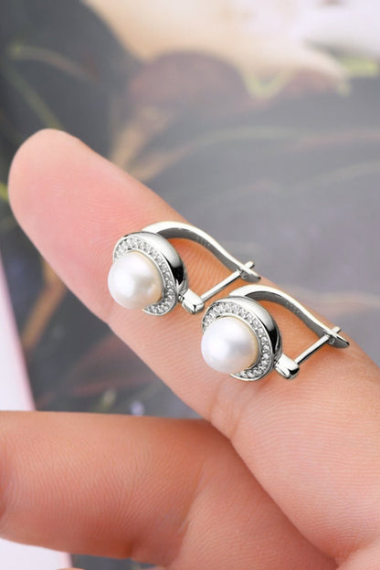 Moissanite Pearl 925 Sterling Silver Earrings - KRE Prime Deals