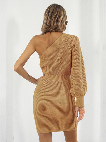 One-Shoulder Mini Sweater Dress - KRE Prime
