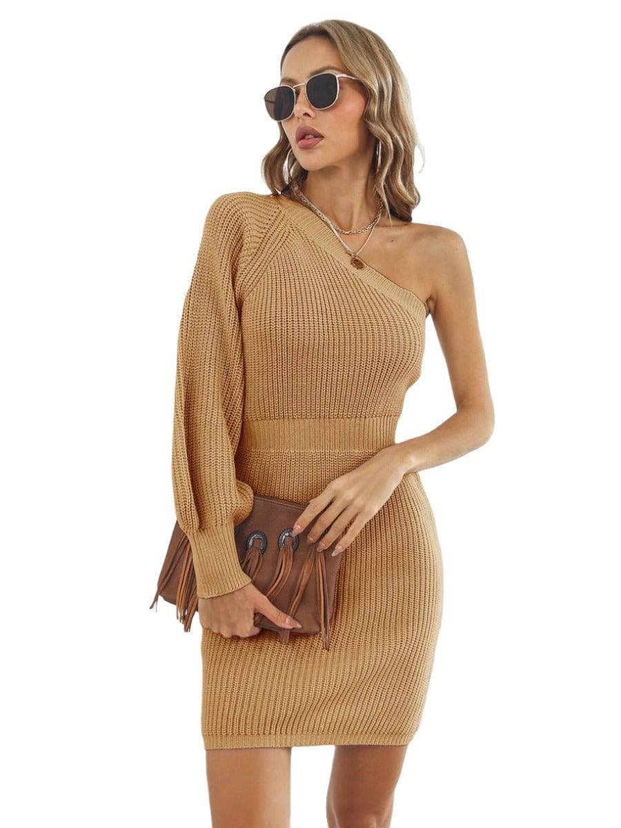 One-Shoulder Mini Sweater Dress - KRE Prime