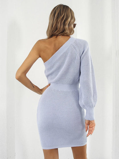 One-Shoulder Mini Sweater Dress - KRE Prime