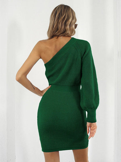 One-Shoulder Mini Sweater Dress - KRE Prime
