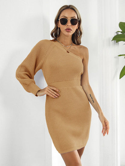 One-Shoulder Mini Sweater Dress - KRE Prime