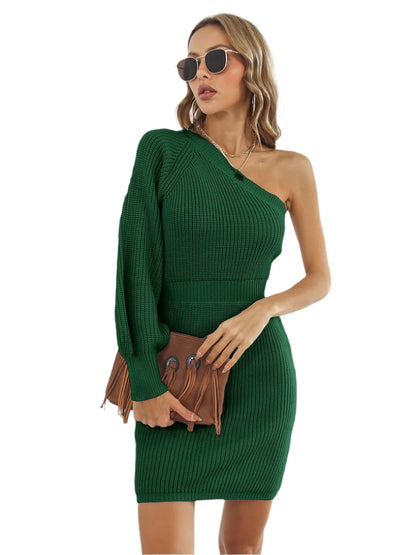 One-Shoulder Mini Sweater Dress - KRE Prime