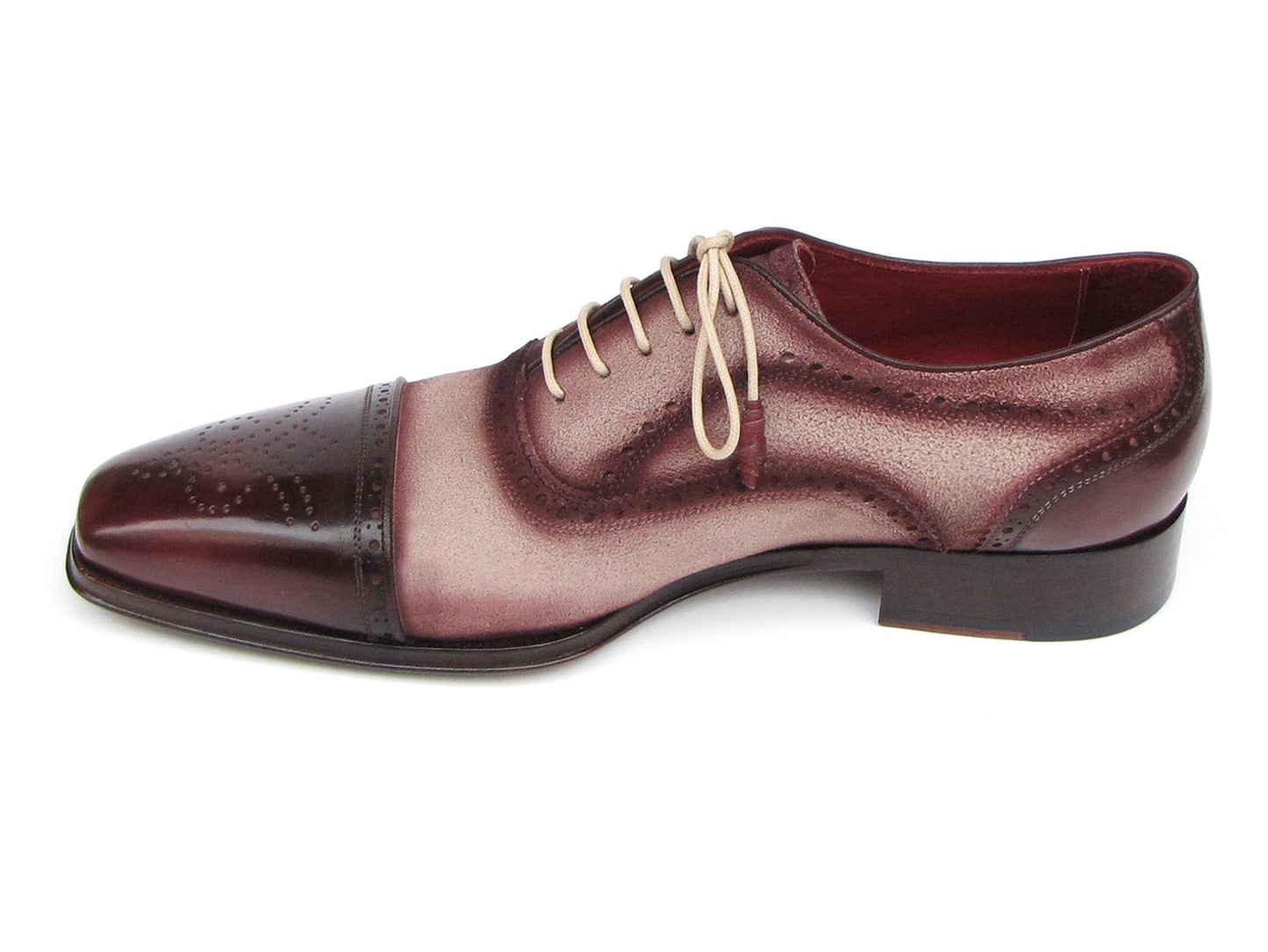 Paul Parkman Captoe Oxfords Bordeaux, Beige (ID#024-BRR) - KRE Prime Deals