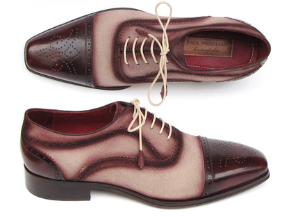 Paul Parkman Captoe Oxfords Bordeaux, Beige (ID#024-BRR) - KRE Prime Deals