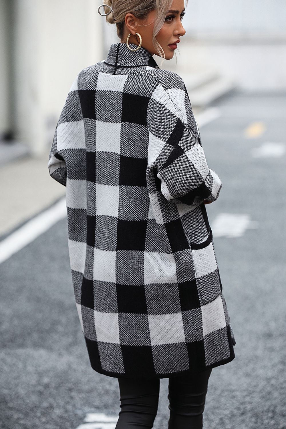 Plaid Dropped Shoulder Cardigan with Pocket - KRE Prime Deals