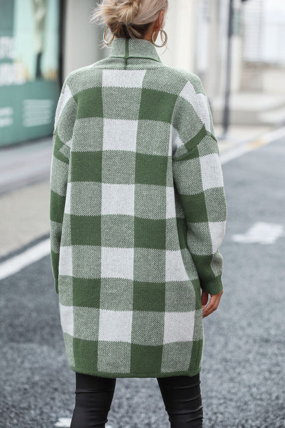 Plaid Dropped Shoulder Cardigan with Pocket - KRE Prime Deals