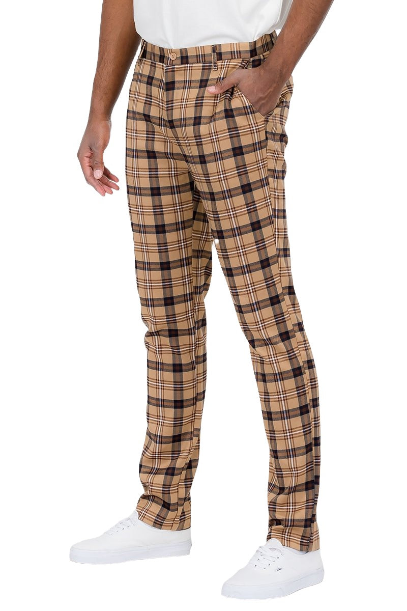 Plaid Slim Fit Trouser Pants - KRE Prime Deals