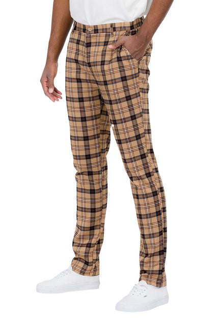 Plaid Slim Fit Trouser Pants - KRE Prime Deals