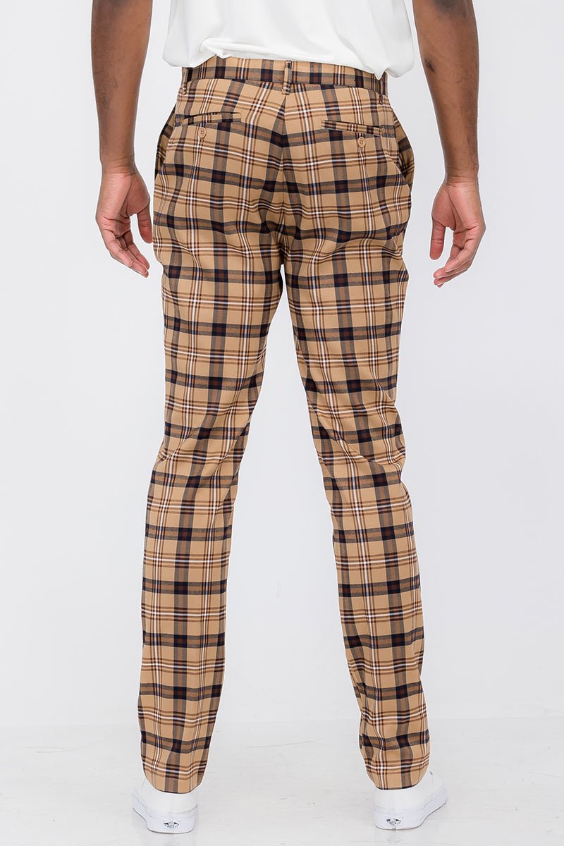 Plaid Slim Fit Trouser Pants - KRE Prime Deals