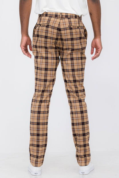 Plaid Slim Fit Trouser Pants - KRE Prime Deals
