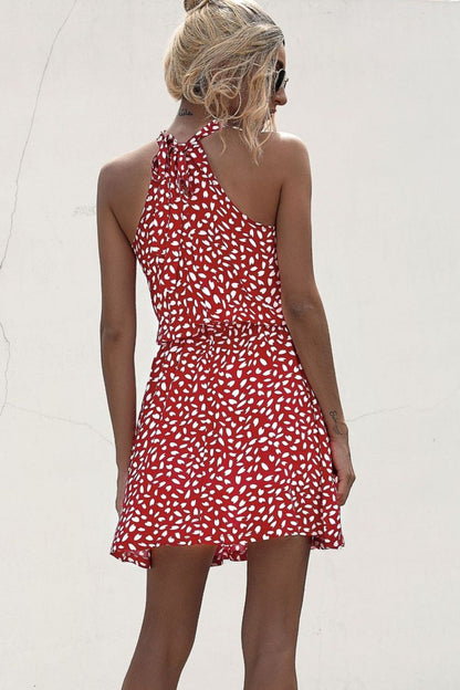 Printed Grecian Neck Mini Dress - KRE Prime Deals