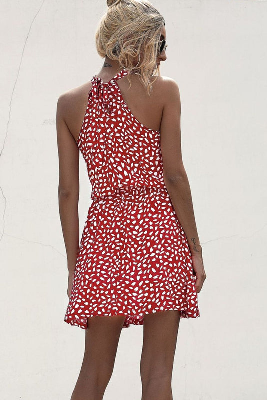 Printed Grecian Neck Mini Dress - KRE Prime Deals