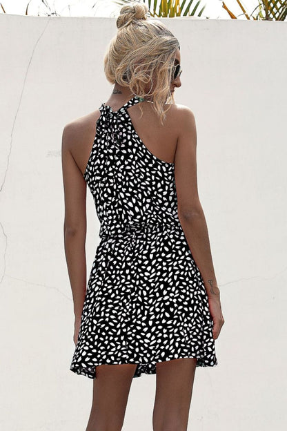Printed Grecian Neck Mini Dress - KRE Prime Deals