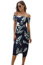 Printed Off-Shoulder Split Dress - KRE Prime Deals